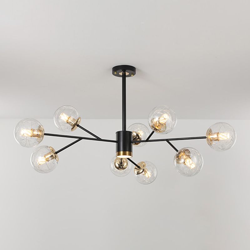 Contemporary Sphere Chandelier Lights Glass Chandelier Pendant Light in Black