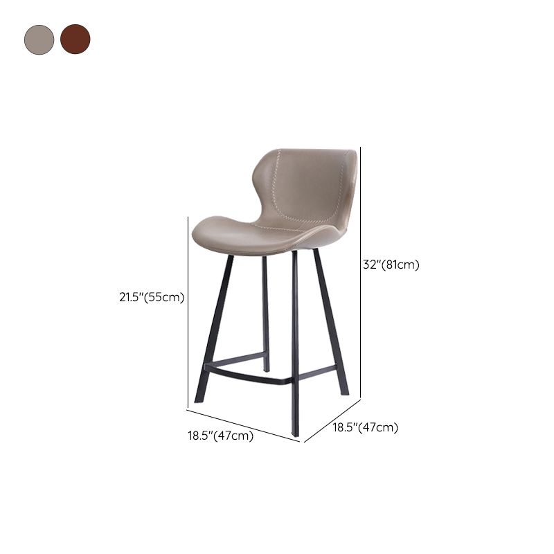 Modern Leather Bar Stool Low Back Footrest Counter Stool for Bristol