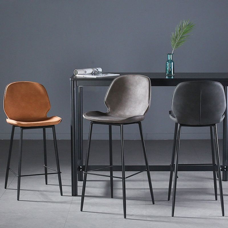 Taburete de bar tapizado de cuero de estilo nórdico, taburete de bar de 4 pies para comedor