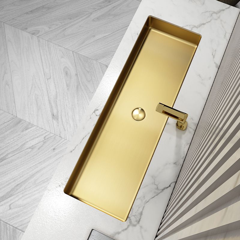 Modern Style Bathroom Sink Rectangular Metal Bathroom Sink with Faucet