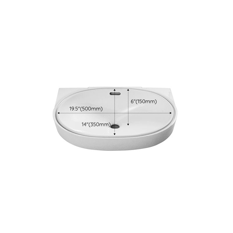 Oval Bathroom Sink Modern Style Overflow Hole Design Ceramic Bathroom Sink Only