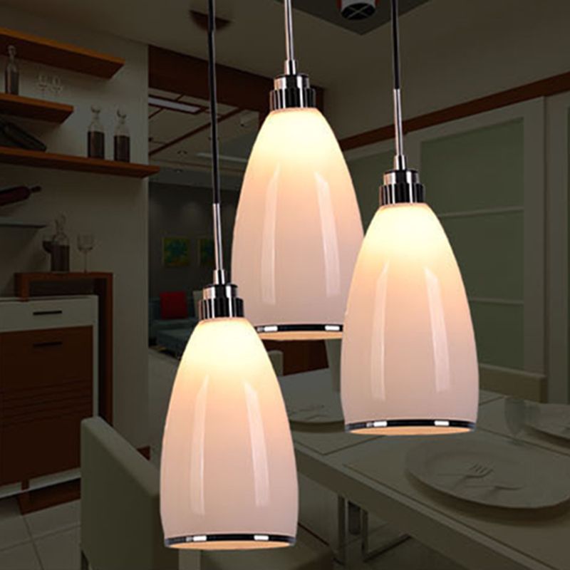 1 Light Bell Pendant Lighting Modern simplicity White Glass Pendant Ceiling Lights for Restaurant