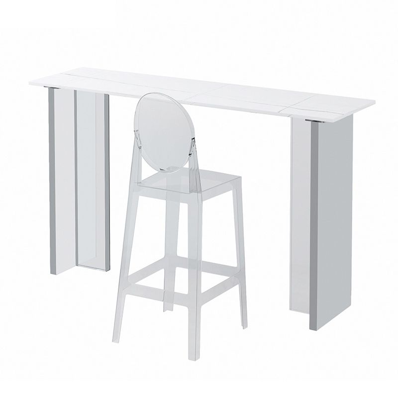 Modern 1/2/3 Pieces Bar Table Set Rectangle Stone Counter Table with Acrylic Stools