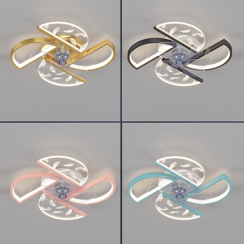 Nórdico Ventilador LED de dormitorio acrílico en forma de montura de montaje en forma de viento