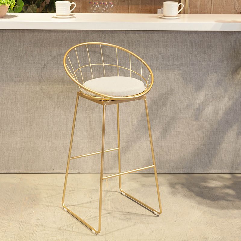 Tabourets de comptoir scandinaves en métal et tissu, tabourets de bar blancs à dossier bas avec siège rond