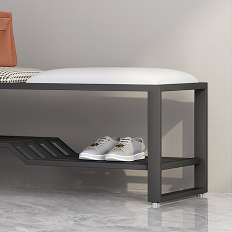Rectangle Shoe Storage Entryway Bench Cushioned Metal Seating Bench