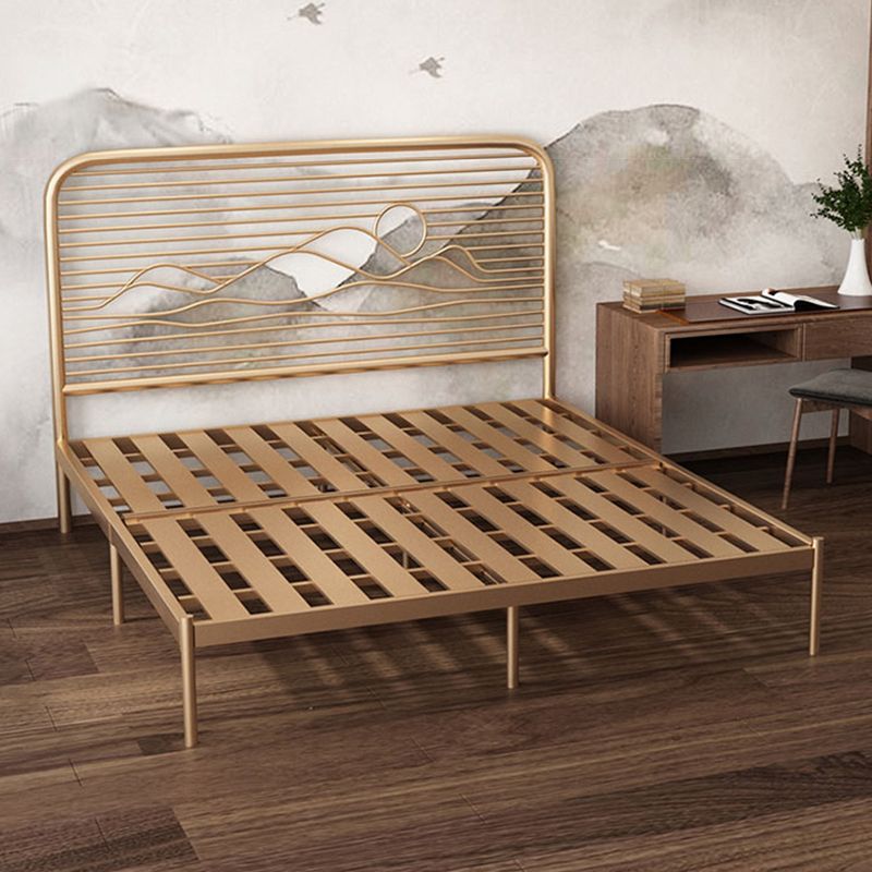 Open-Frame Bed with Iron Rectangle Headboard and Metal Legs Bed
