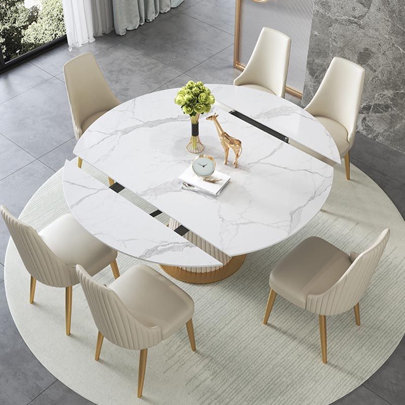 Glam Dining Set Stone 1/4/6/7 Pieces Dining Gold Furniture for Home