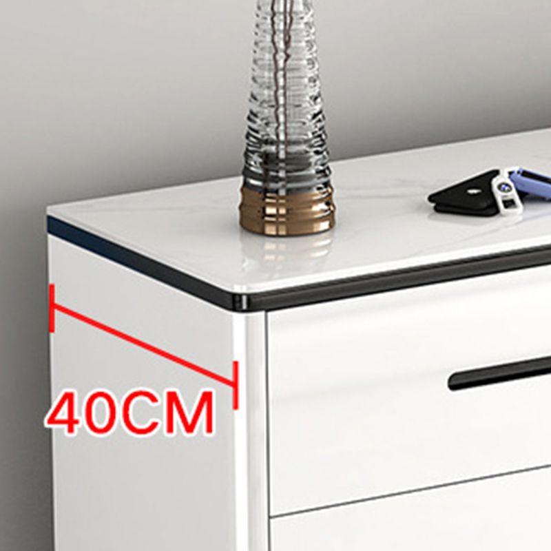 Modern Bedroom Storage Chest 15.7"Wide Stone Chest in White with Drawers