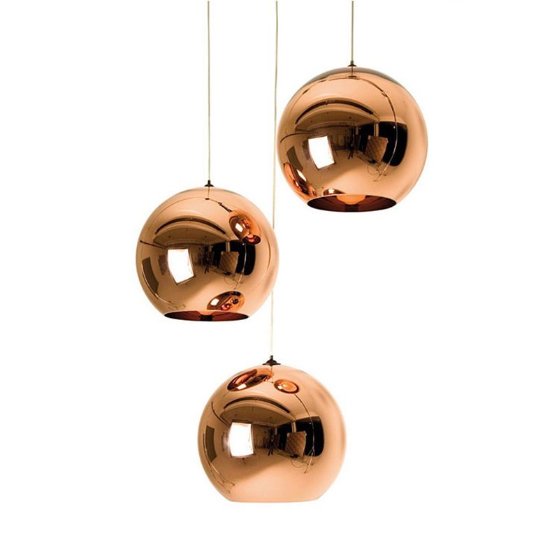 1-Light Globe Hanging Light with Bronze Electroplated Mirror Glass Shade Contemporary Simplicity Dining Room Lighting Fixture