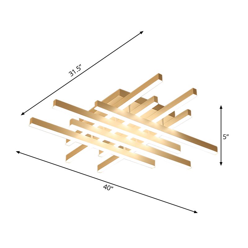 31 "/39" Wide LED Living Room Flushmount Illuminazione con Traverse Acrilico Shade White Flush Mount Lampada in luce calda/bianca