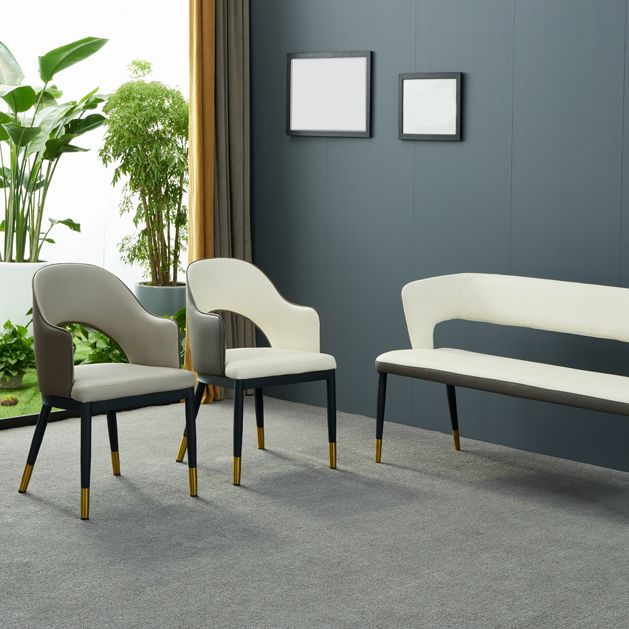 Metal Industrial Dining Chair with Arms Matte Finish Open Back Side Chair