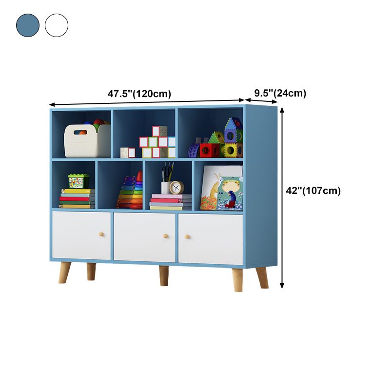 Wooden Shelf Bookcase Closed Back Bookshelf with Doors for Office