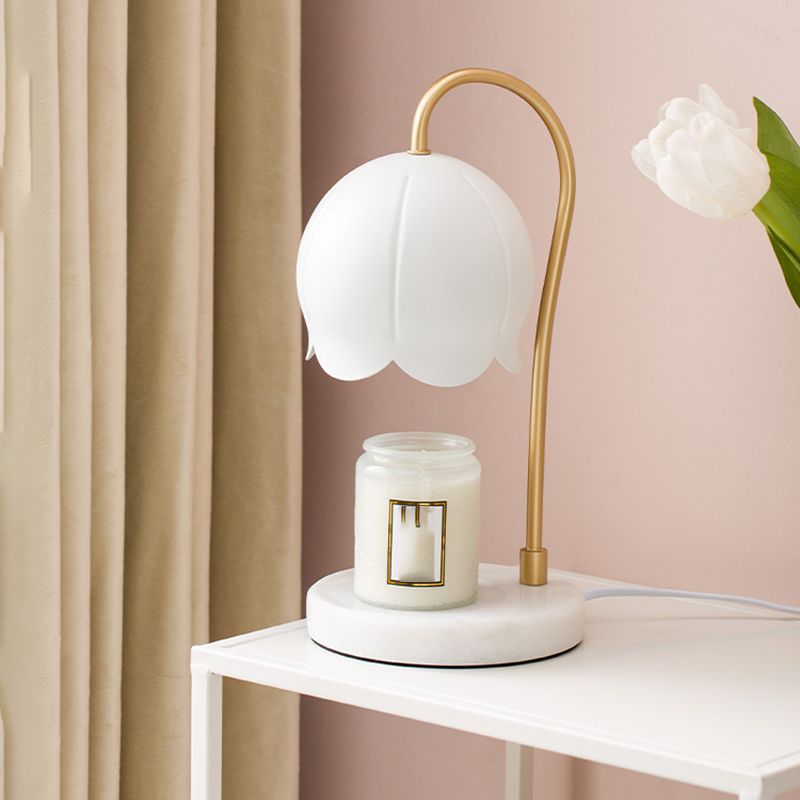 Night Floral Light Nordic Marble 1 Head Bedroom Table Table Lampe de cire sans bougies