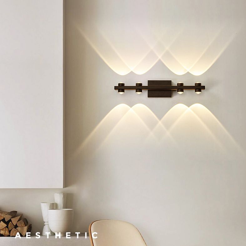 Lampada a montaggio a parete lineare moderna lampada a parete in metallo a 1 luce per bagno