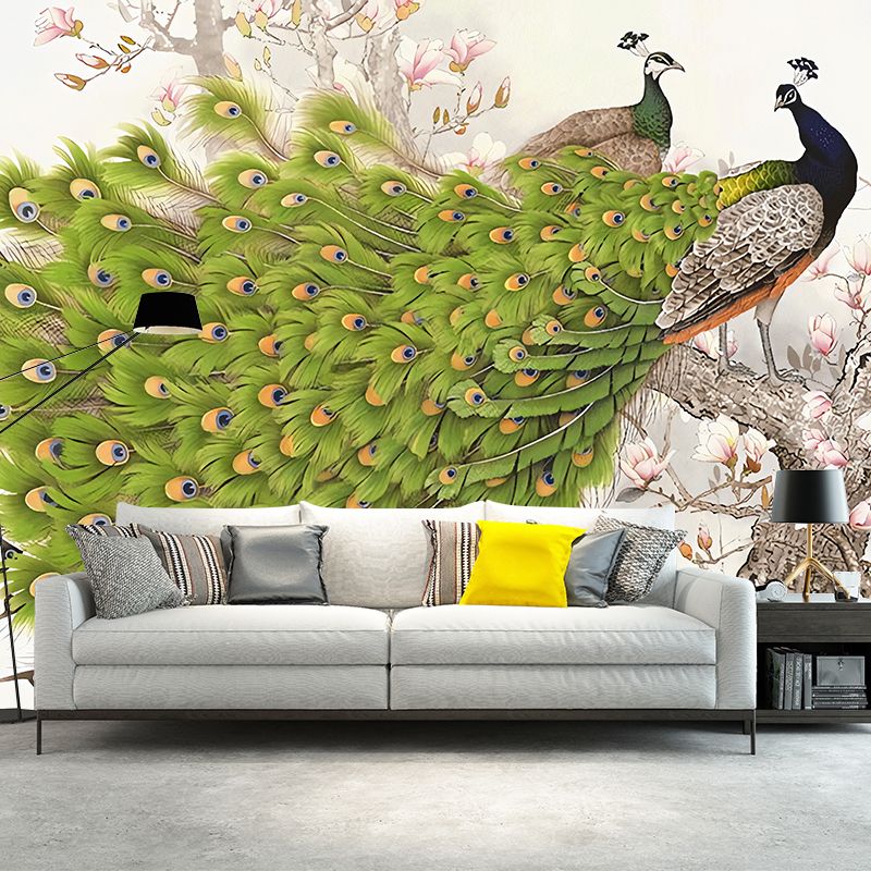 Stain-Resistant Peacock Wall Art Personalized Size Wall Mural for Home Decoration