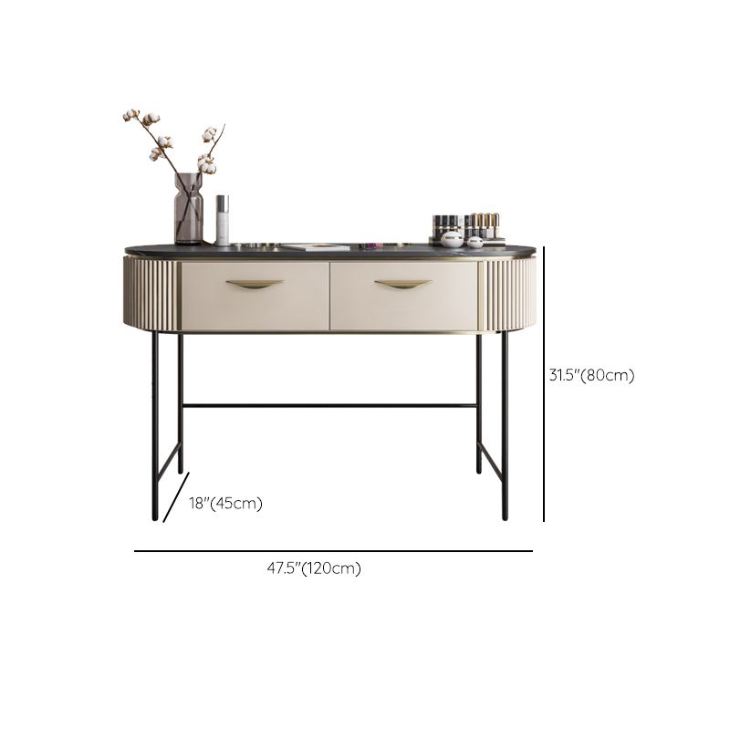 Vanity Set with 2 Storage Drawers 17.71" Wide Dresser with Mirror and Padded Stool