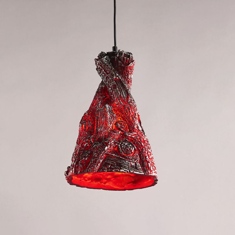 Yellow/Red 1 Light Hanging Pendant Light Warehouse Resin Conic Ceiling Lighting Fixture for Restaurant