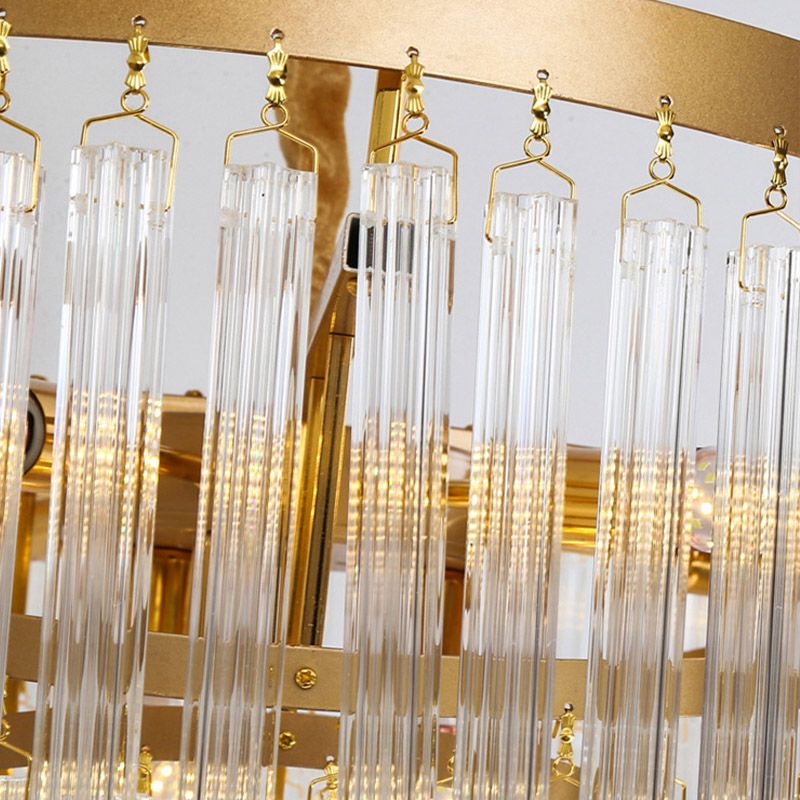 Goldstufte LED Kronleuchter Licht Modernismus 10 Köpfe schräg Glaskristallheizlicht für Wohnzimmer