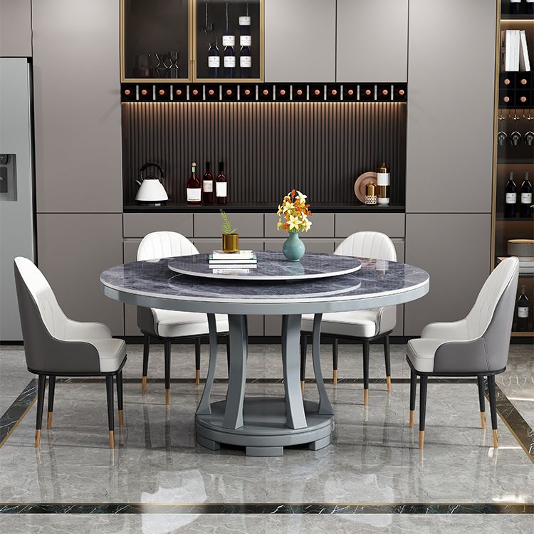 Modern Rubberwood Home Table Round Pedestal Convertible Dining Table