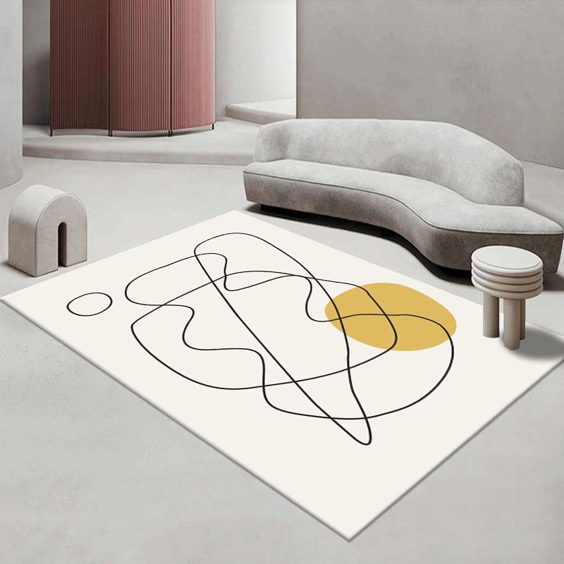 Gray Modern Carpet Polyester Color Piece Carpet Washable Carpet for Living Room