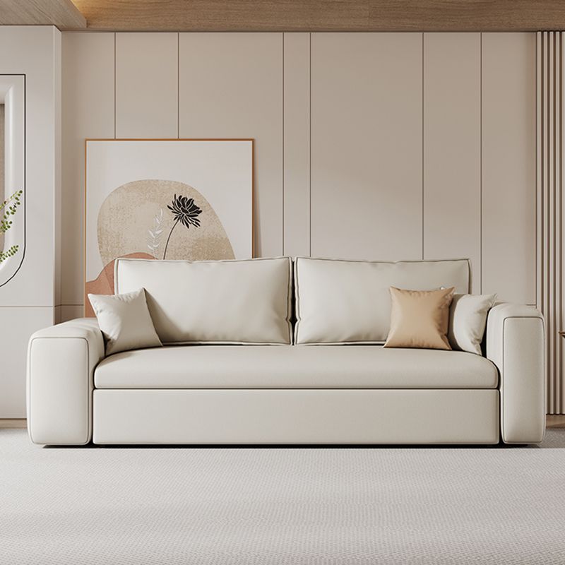 Scandinavian Folding Futon and Mattress Square Arms Futon Sleeper Sofa