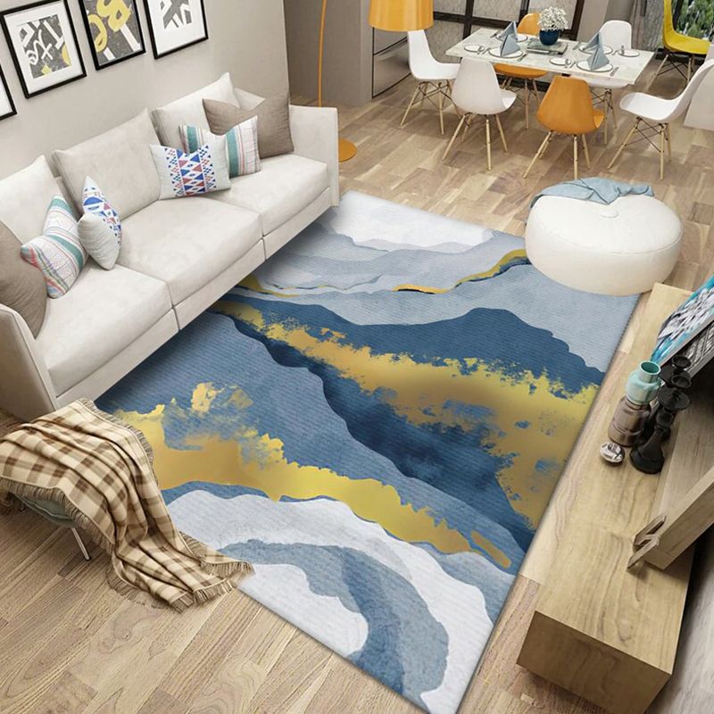 Scandinavian Abstract Pattern Rug Multi Color Polyster Area Carpet Anti-Slip Backing Easy Care Rug for Parlor