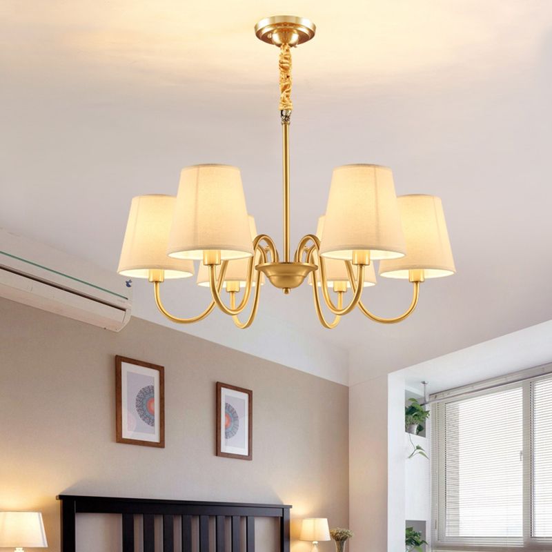 Metal Conical Hanging Pendant Light Traditional Dinning Room Pendant Chandelier in Gold