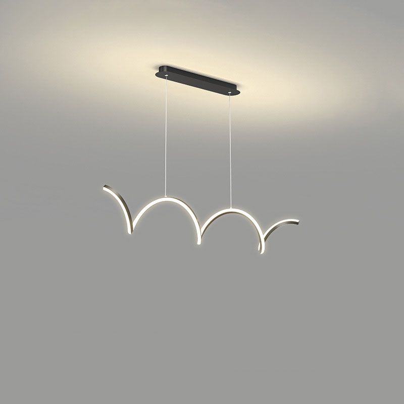 Modern Minimalist LED Island Light Acrylic Linear Hanging Lamp for Dining Room