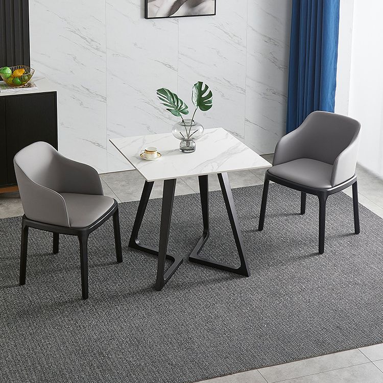 Sintered Stone Dining Table Industrial Wood Base Dining Table in White