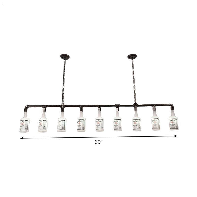 1/6/9-Bulb Frosted White Glass Island Lamp Loft Style Black Wine Bottle Restaurant Plafond Suspension Lamp