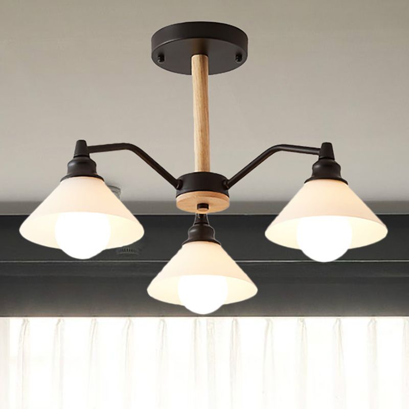 Conical Shade Bedroom Hanging Lights Metal 3 Lights Modern Style Hanging Lamp