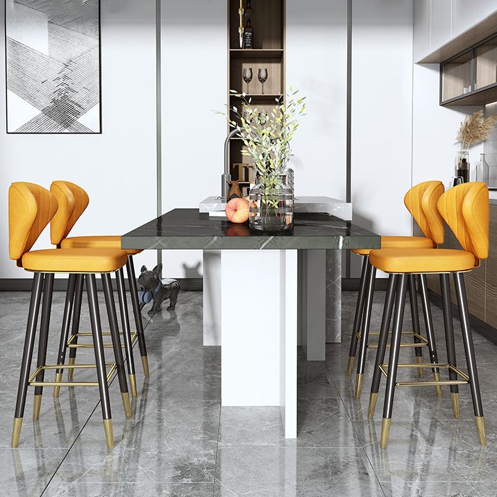 Modern Matte Finish Leather Barstool Footrest Living Room Stool