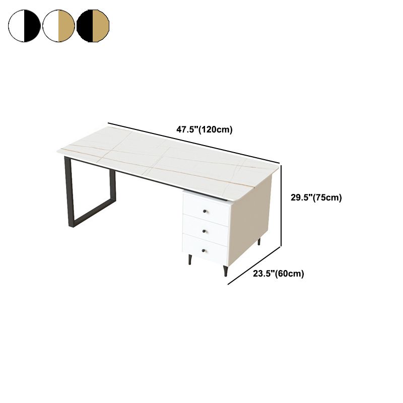 Contemporary Office Desk 23.62" Rectangular Executive Desk with 3-drawer