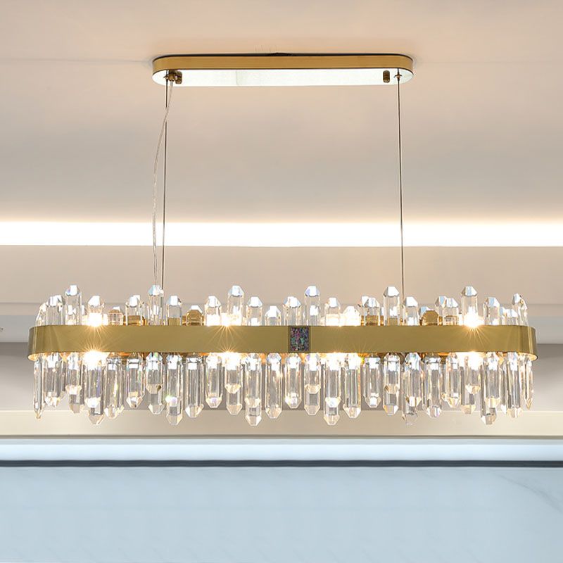 Post Modern Style Crystal Island Light Golden Simplicity Hanging Light for Dining Room