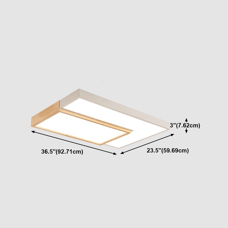 2 Lights Wooden Ceiling Mounted Light Contemporary Ceiling Light with Acrylic Shade