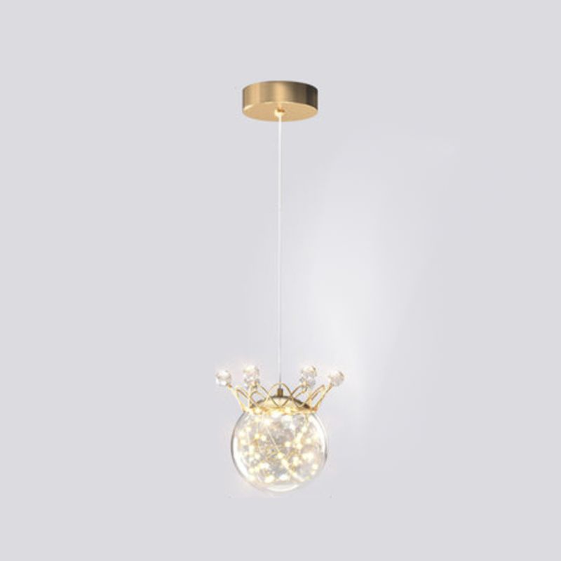 1 Light Spherical Hanging Pendant Modern Style Glass Hanging Lighting for Bedside
