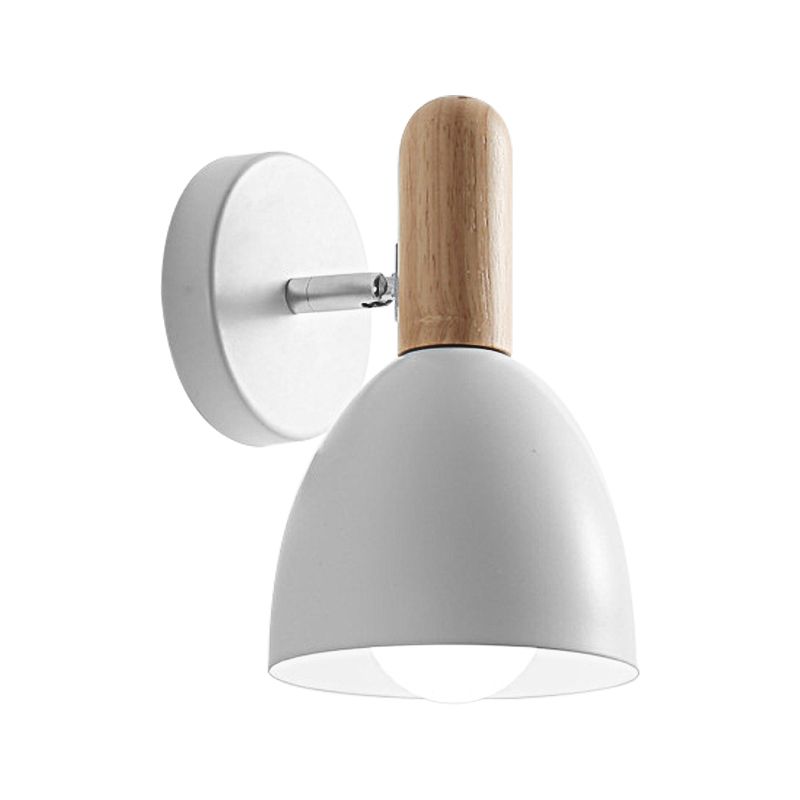 Elongated Dome Wall Sconce Contemporary Metal 1 Head Black/Gray/White Wall Light Fixture for Bedroom, 5" W