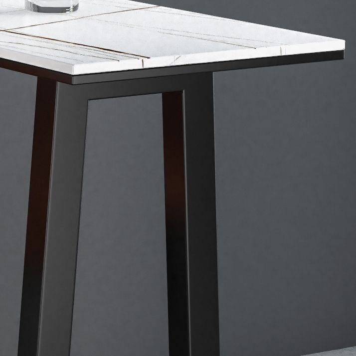 Contemporary Bar Table Set 1/2/3 Pcs Stone Bar Table and Stools with Metal Base