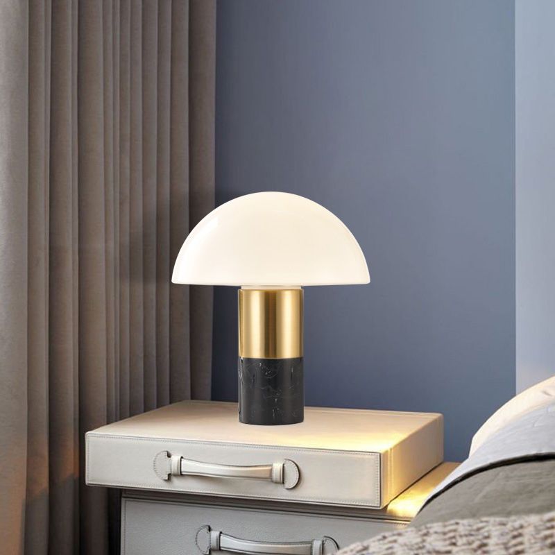 Table de dôme en verre blanc clair postmoderne 1 lampe de chevet de tête avec base en marbre