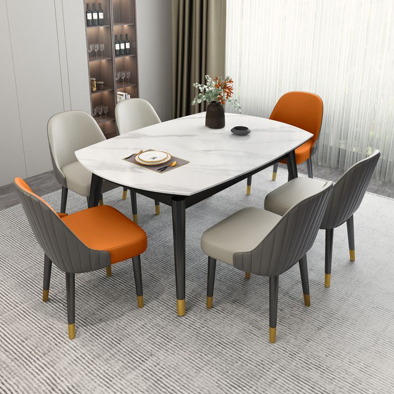 Modern Style Sintered Stone White Dining Room Set with Round Table Dining Table Furniture