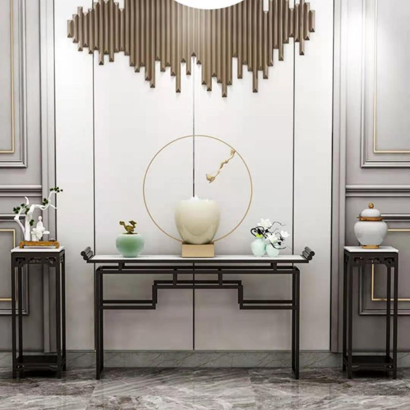 11"W Contemporary Console Table Stone White Rectangle Console Sofa Table