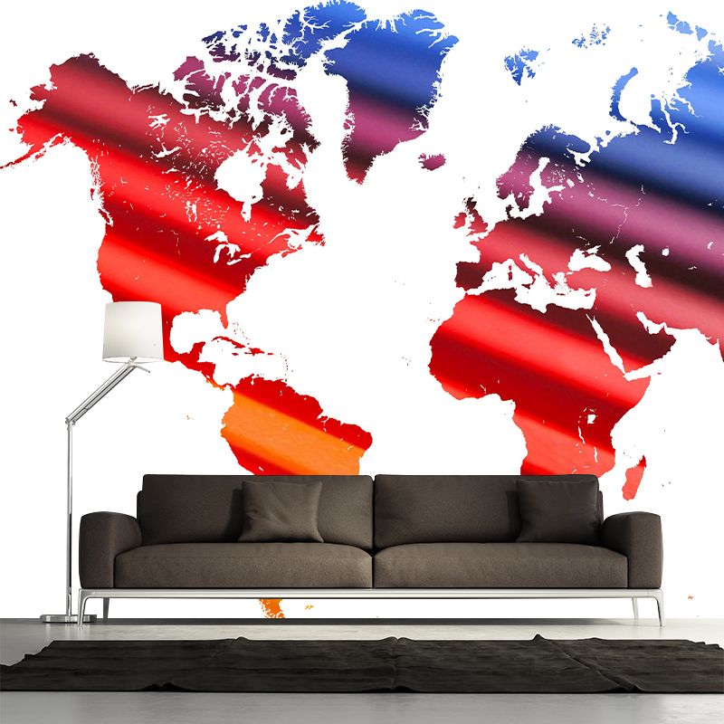 Illustration World Map Mural Contemporary Decorative Wall Murals for Bedrooms