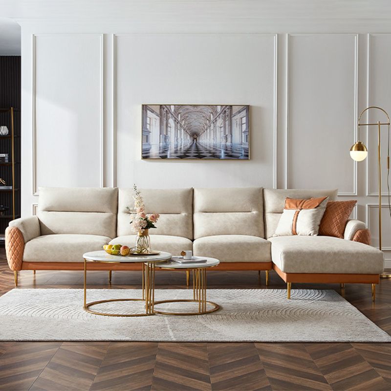 Faux Leather Modern Sectional Sofa, Pillow Top Arm Sectional couch