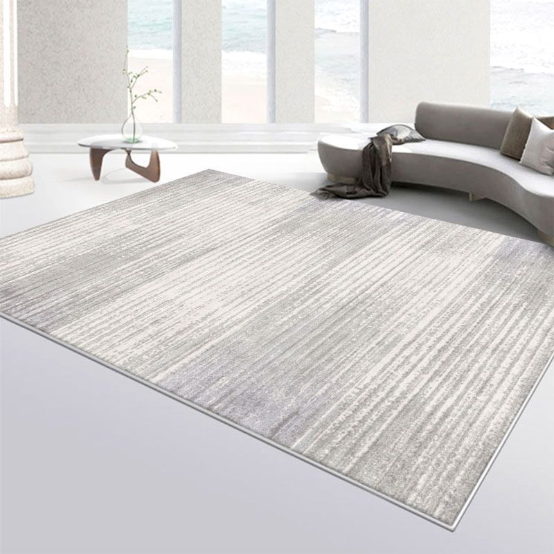 Dark Grey Industrial Rug Polyester Striped Area Rug Washable Rug for Drawing Room