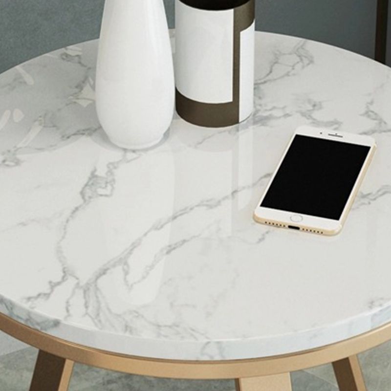 Round Marble End Table Set Glam Dia 19.7-In Sofa Side Accent Table