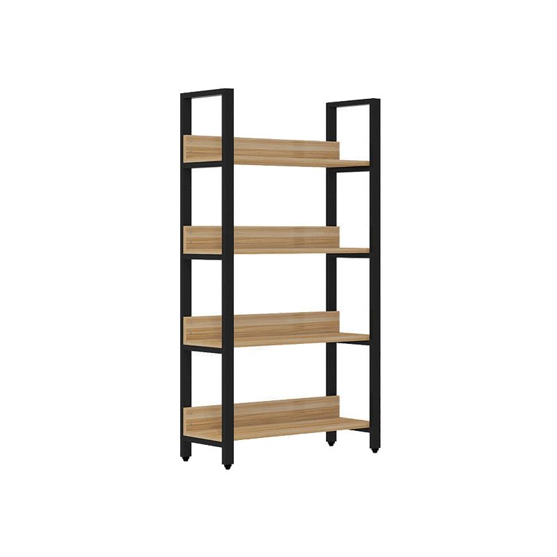 Metal and Wooden Shelf Bookcase Open Modern Brown Book Shelf for Office