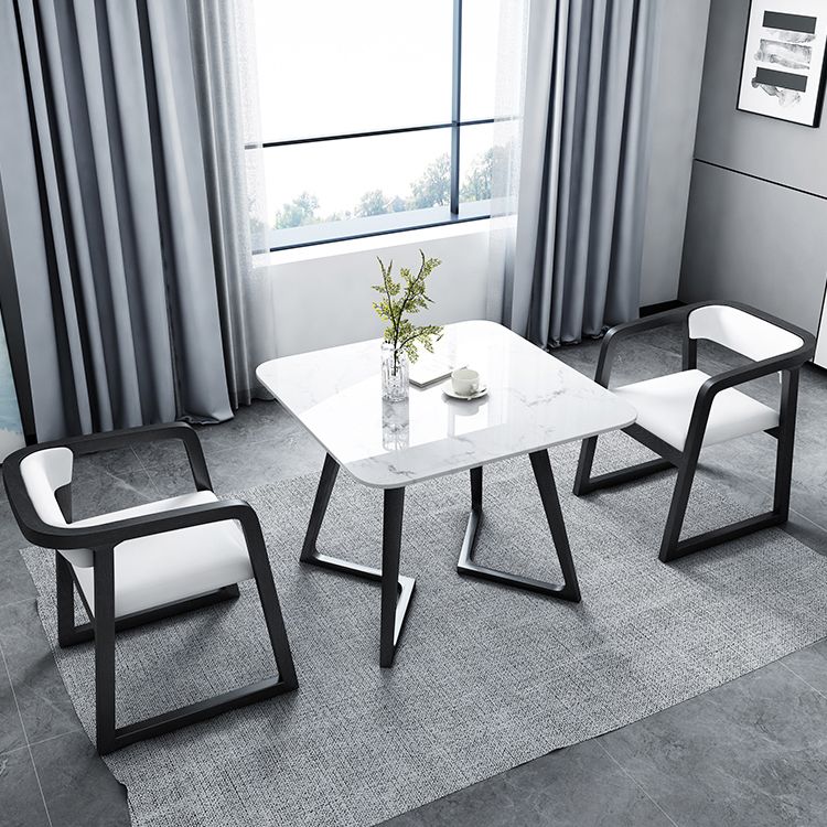 Moderner Stil weißer Esstisch gesinterten Steintisch mit Holzbasis für Zuhause