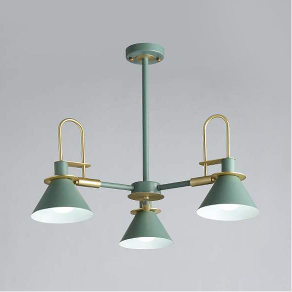 Macaron Loft Funnel Chandelier Metal Undertint Suspension Light for Nursing Room