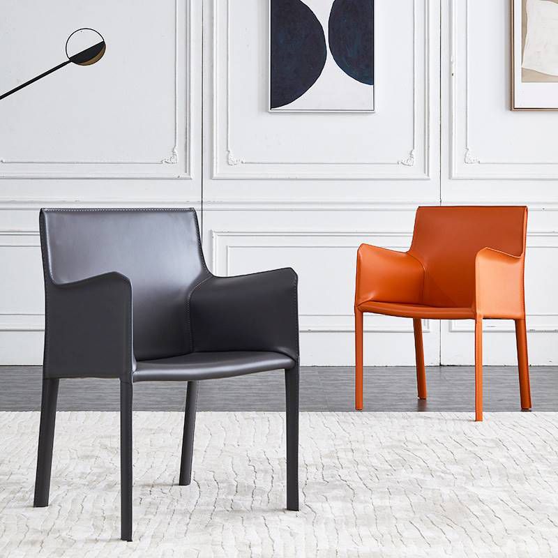 Modern Upholstered Dining Arm Chair Faux Leather Dining Chairs for Home